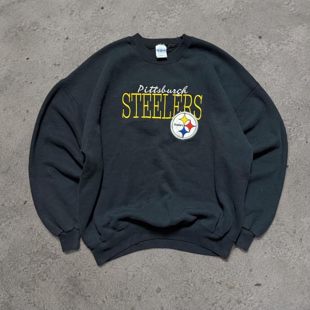 Vintage 1990s Pittsburgh Steelers NFL crewneck sweatshirt Black Steelers logo